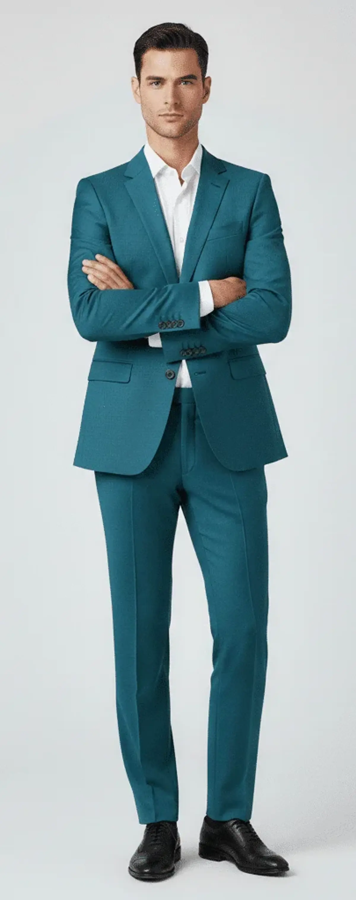 satin green dress prom Cengizhan Baybars Mens Slim Fit Emerald Green 3-piece Tuxedo Suit Peak Lapels, 36 / Regular main image 0
