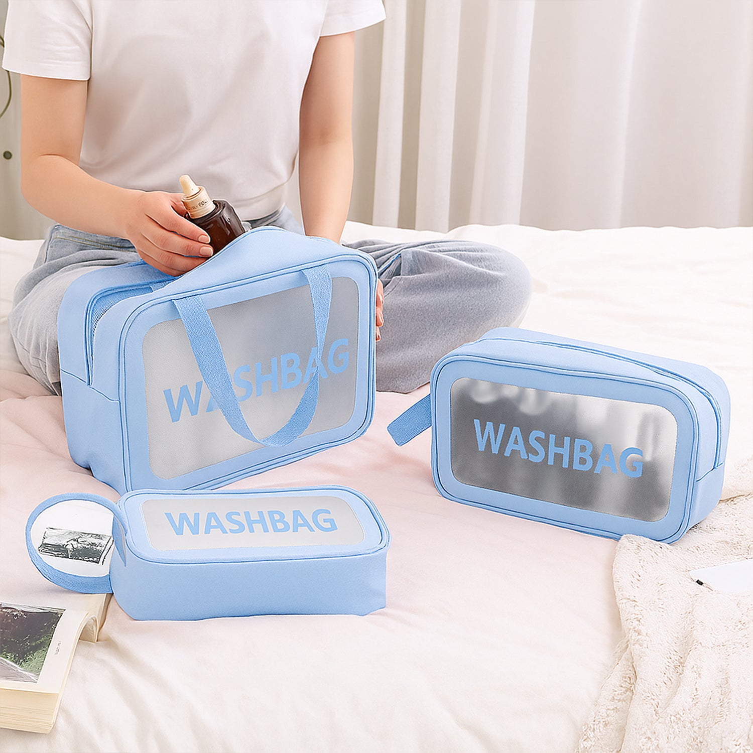 cosmeti cosmetic organizer pouch travel toiletries bags 3 pcs Paterr Makeup Bag Set Large Quilted Cotton Make up for Women Toiletry Cute Aesthetic Storage Purse(White,Little Flower) : Beauty & Personal Care You can use them as a cosmetic bag Glamlily 3 Piece Black Makeup